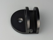 Round 50mm x 43mm x 24mm Glass Shelf Bracket with Horizontal Leg - Brushed Gun Black